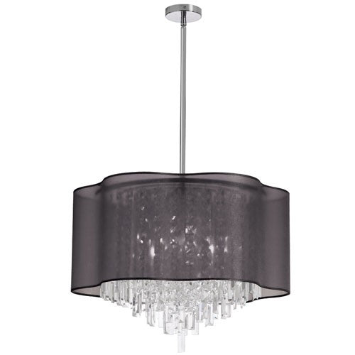 Eight-Light Polished Chrome and Clear Crystal Pendant