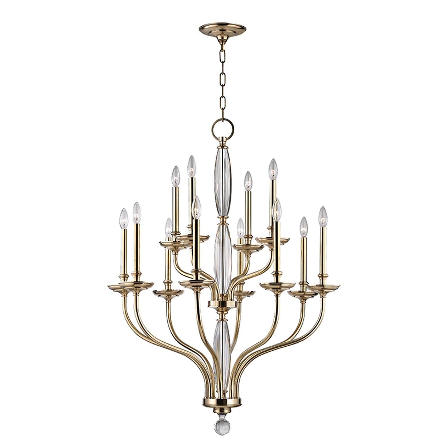 Brass Twelve-Light Chandelier