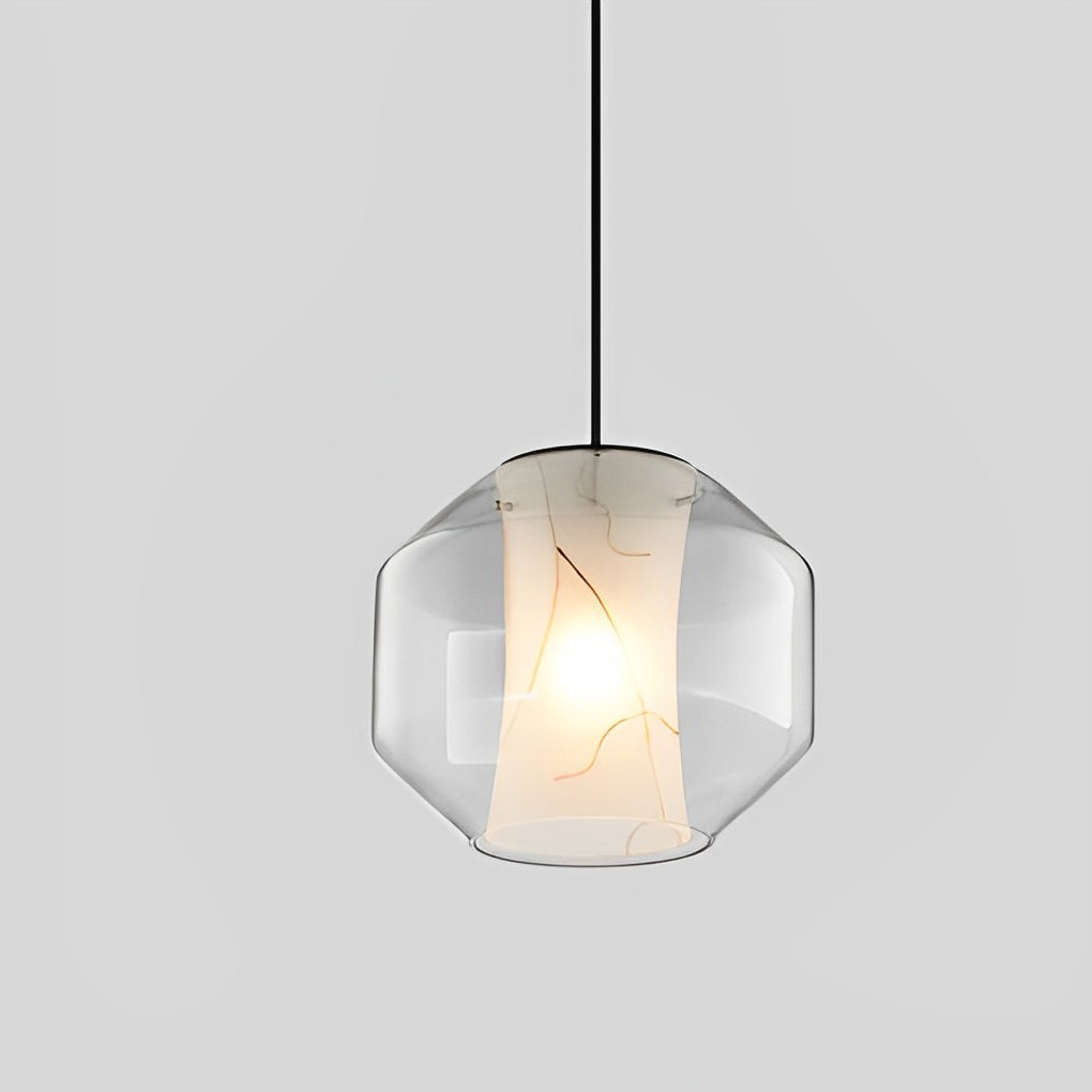 Double Glass Lampshade Metal Post-Modern Chandelier