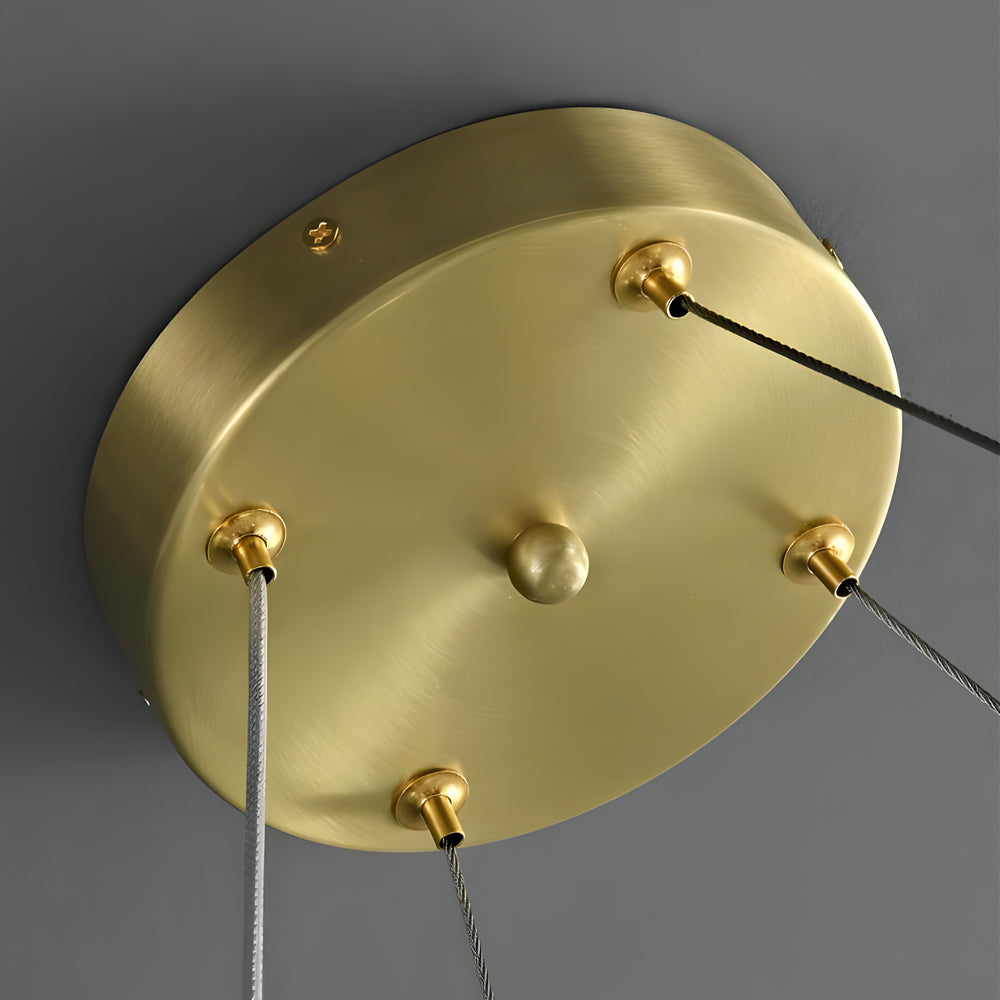 Round Long Crystal Copper Post-Modern Chandelier Dining