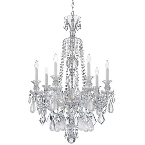 Hamilton Silver Seven-Light Clear Rock 26W X Chandelier