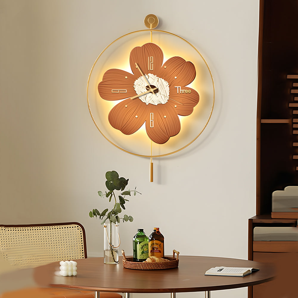 Round Metal Battery Operated LED Flower Wall Sconce