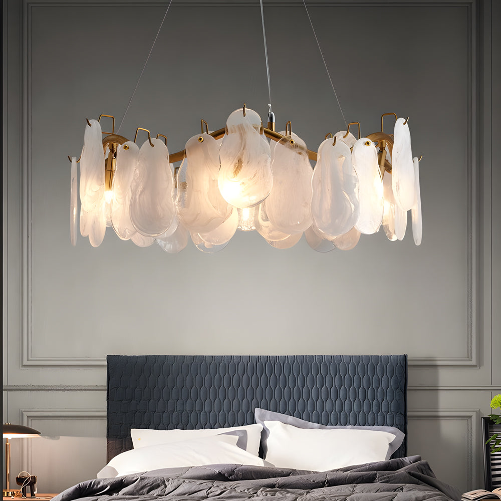Round Long Wave Glass Clouds 3 Step Dimming Chandelier