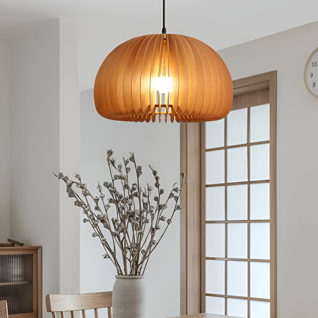 Wood Pumpkin-Shaped Retro Nordic Chandelier