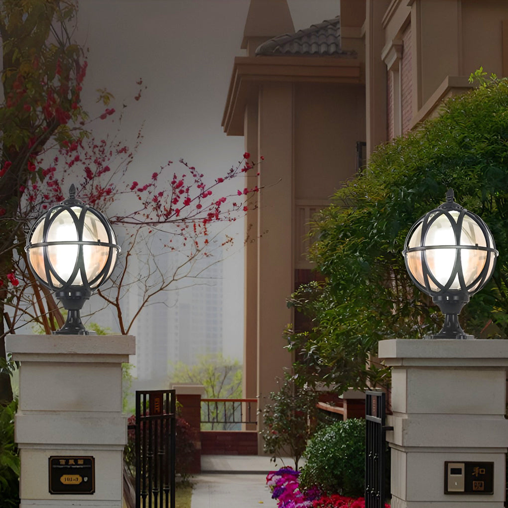 Round Glass E26 Waterproof European Post Caps Lights