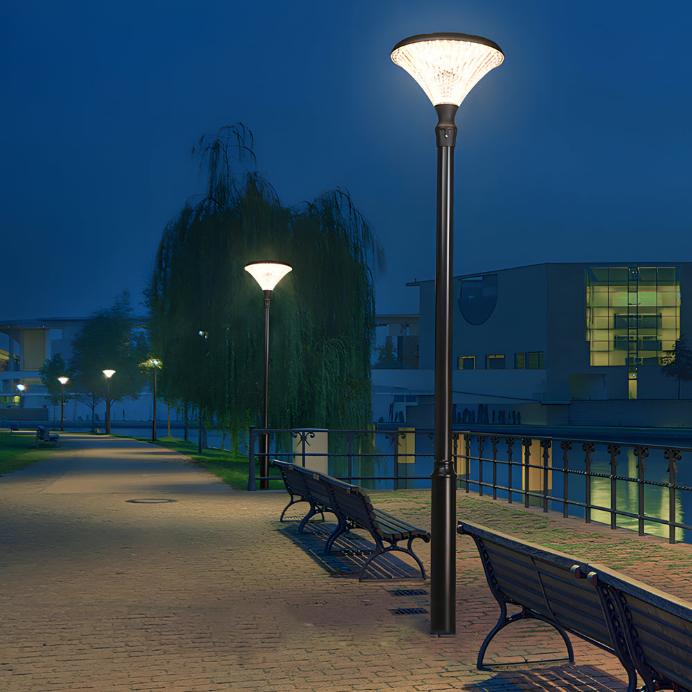 1-Light Black Outdoor LED Solar Lamp Post and Pole