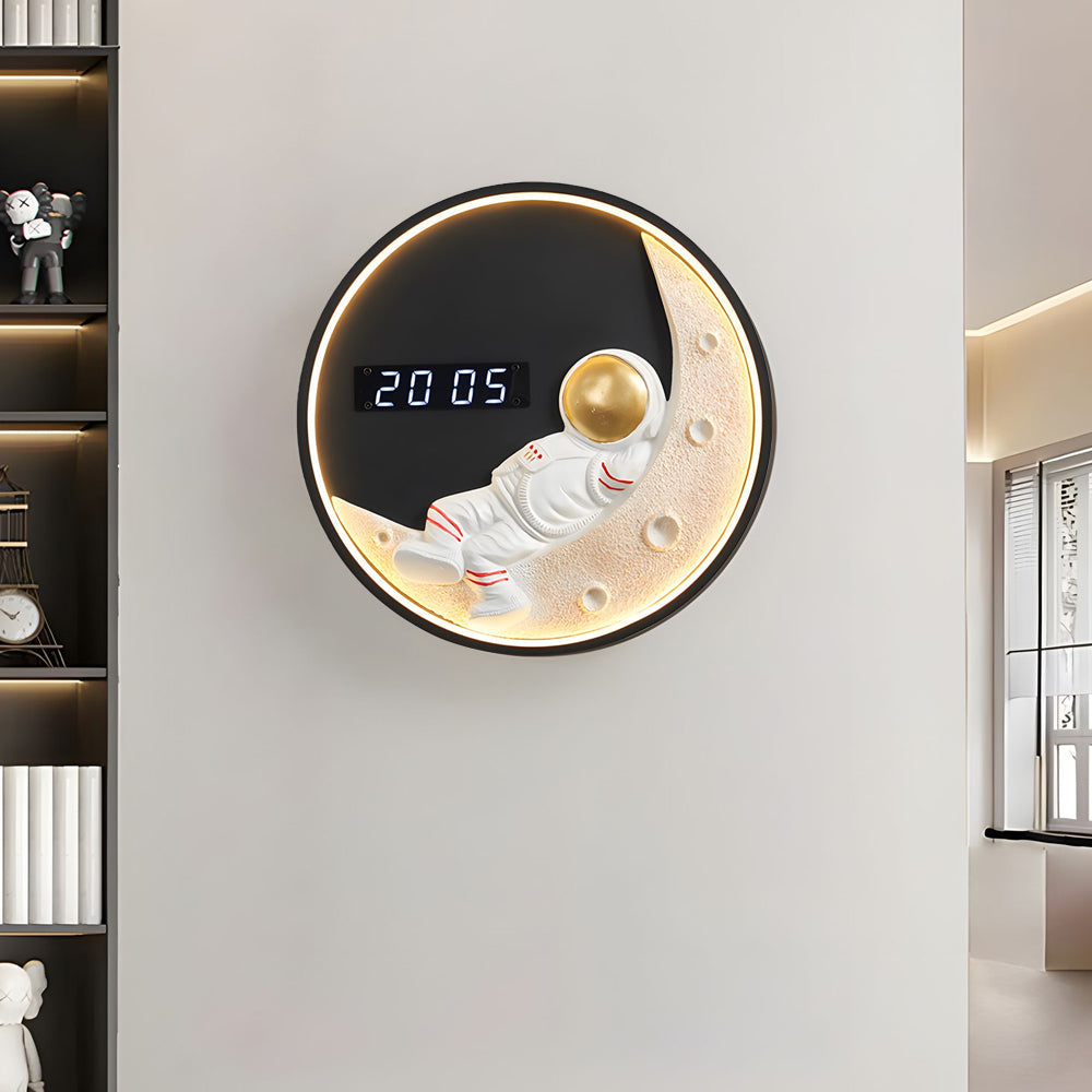 Moon LED Wall Light Wall Digital Clock Astronaut Decor 3 Color Wall Light, Hardwired Wall Sconce, detail 4