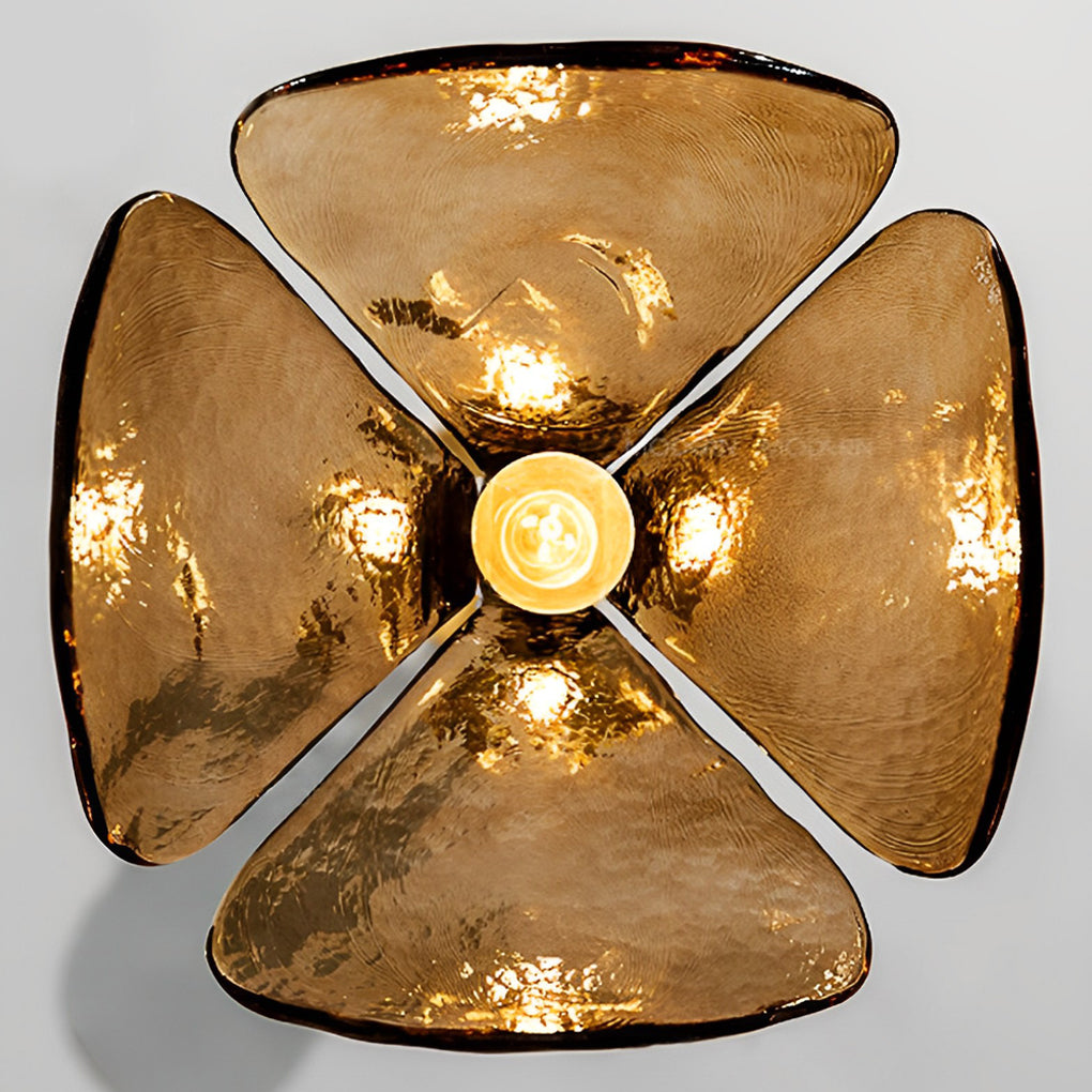 Four-leaf Flower Design Glass Copper Brown Chandelier