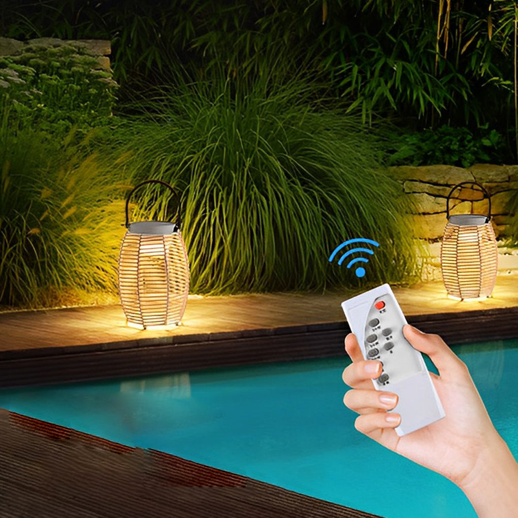 Portable Rattan LED Waterproof Solar Powered Floor Lamp