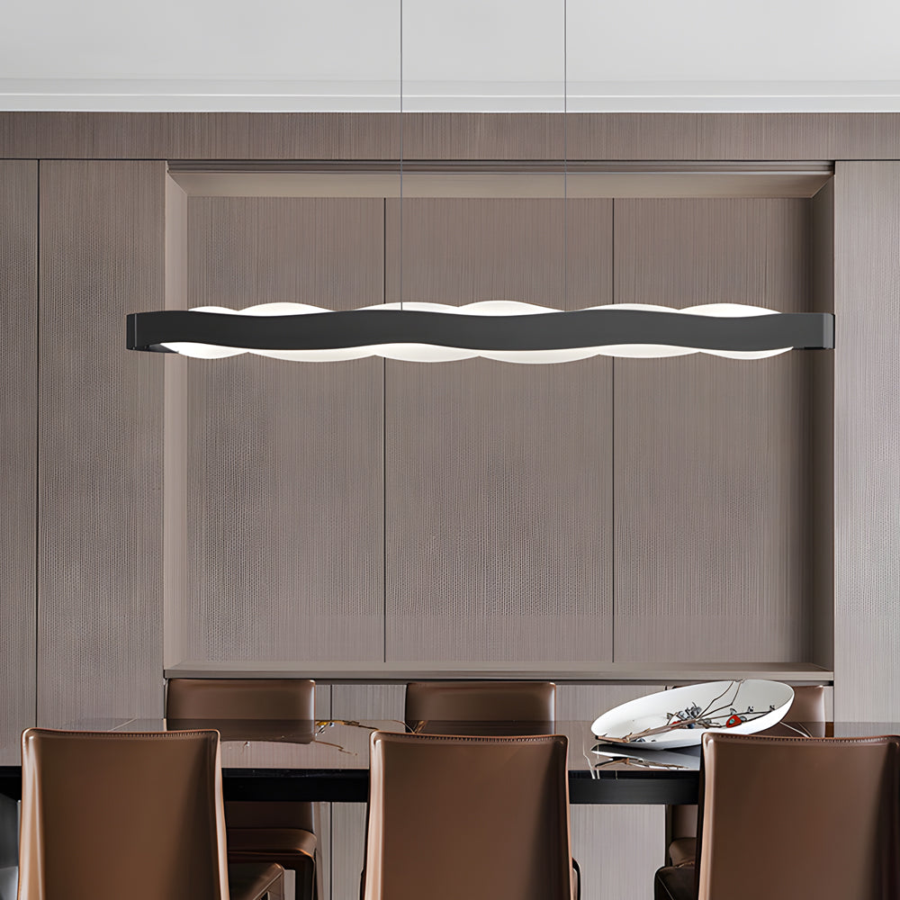 1-Light Linear Wavy Round LED Chandelier