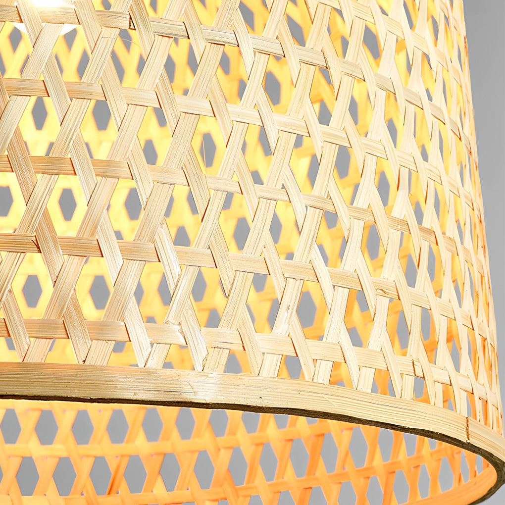 Round Bamboo Hand Woven Pendant Light Nature Inspired detail view 4