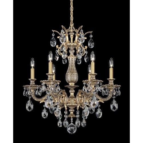 Bronze Six-Light Clear Spectra Crystal Chandelier