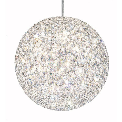 Stainless Steel 18-Light Clear Spectra Crystal Pendant