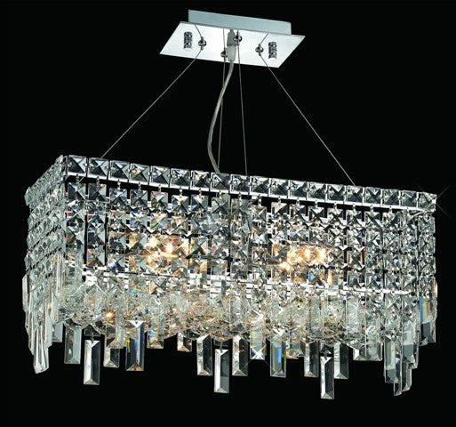 Four-Light Contemporary Crystal Chandelier Chrome Plated