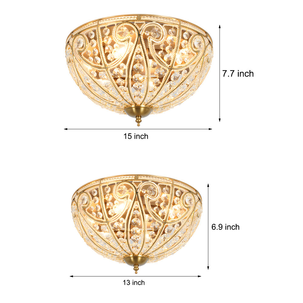 Crystal Adorned Roman Ceiling Fixture Chandelier