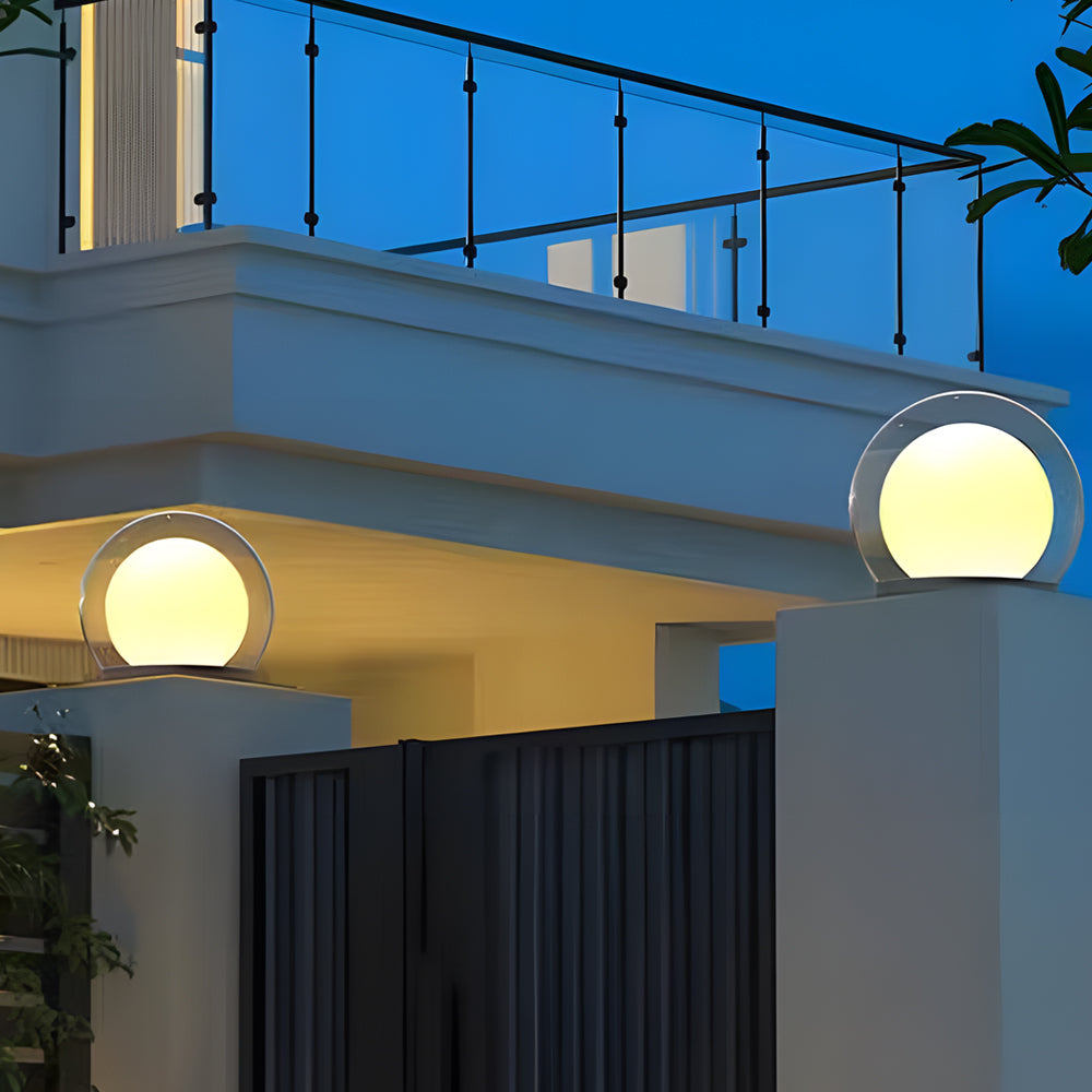 Solar Bubble Lunar Post Light Waterproof Globe Outdoor