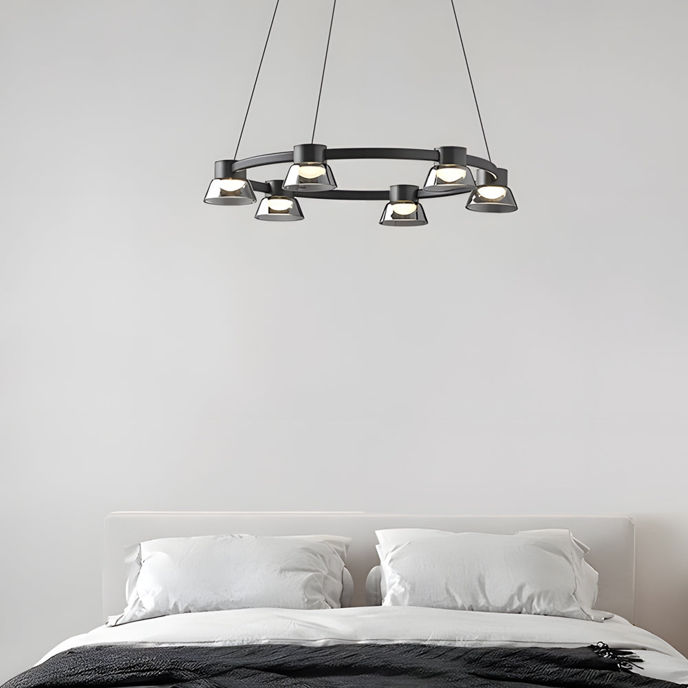 Ring LED with Smoke Gray Glass Chandelier