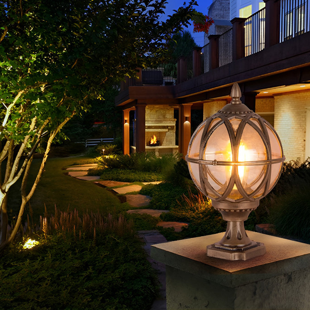 Round Glass E26 Waterproof European Post Caps Lights