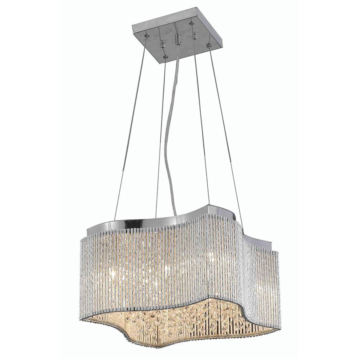 Influx Chrome Eight-Light Pendant with Elegant Cut