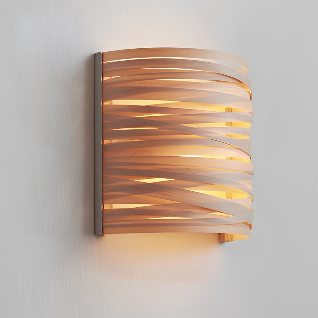 Semi-cylindrical Handmade Wood Decorative Contemporary Wall Light Atmosphere Light, Bedroom Wall Sconce, detail 6