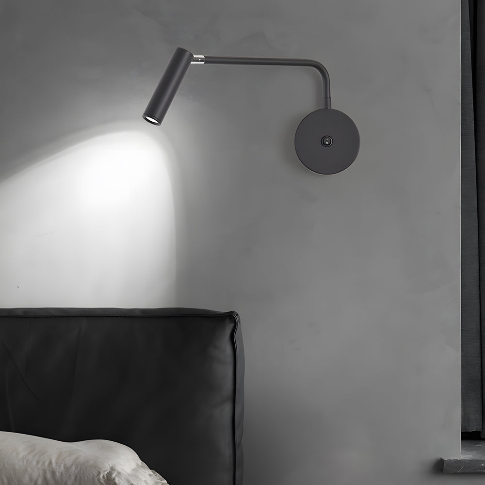 Black/White Tube LED Pivot Arm Wall Light, detail angle 2, Tianguang Select