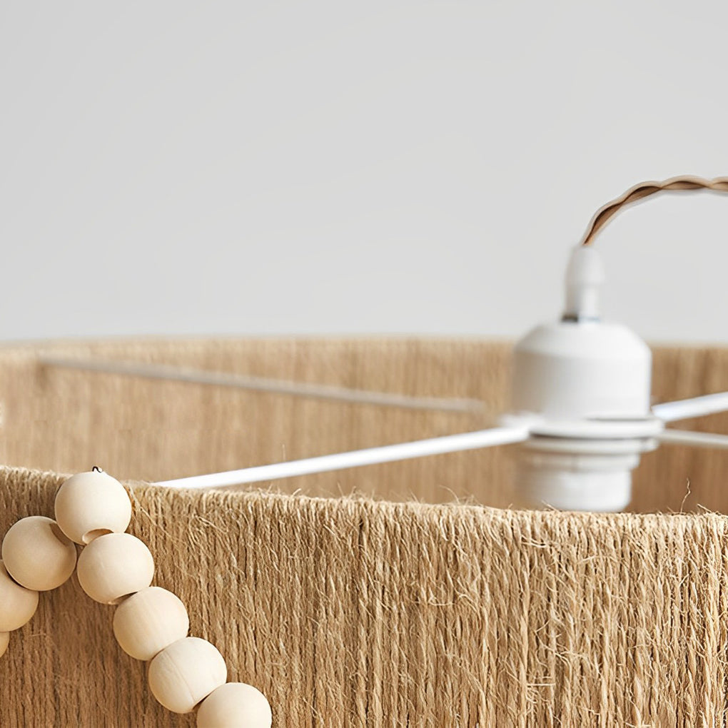 Round Twine Rope Wood Beads Tassels Boho Chandelier