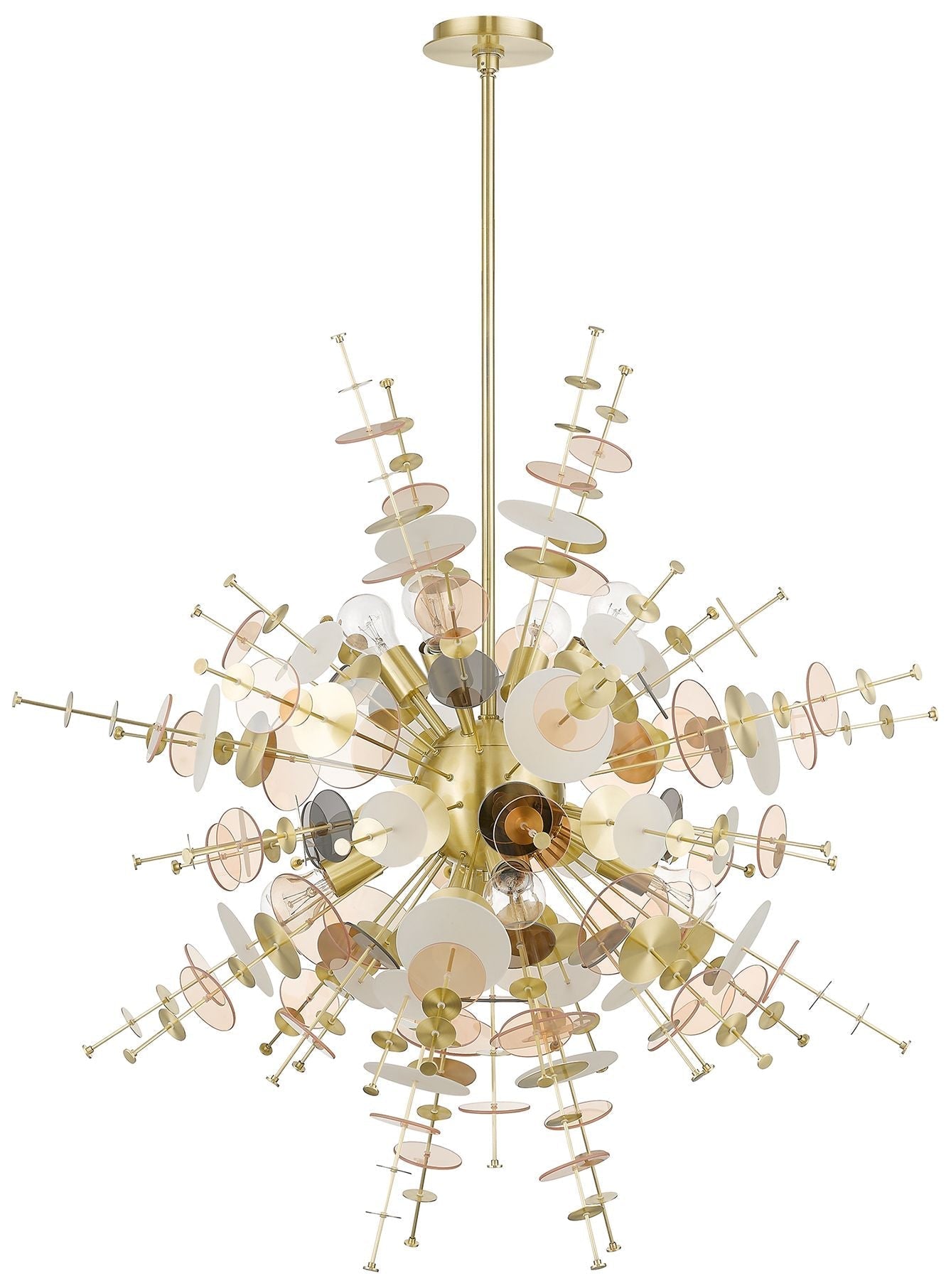 Eight-Light Satin Brass Large Chandelier