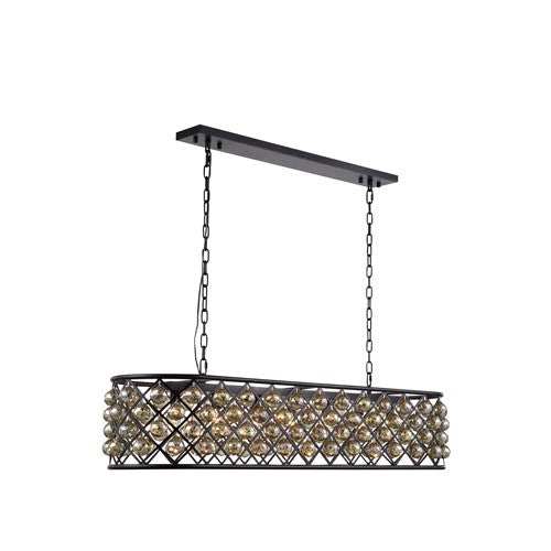 Madison Mocha Brown Seven-Light Pendant with Golden
