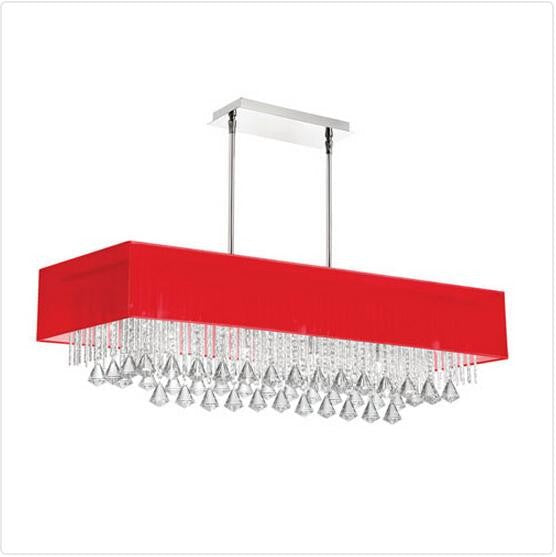 Polished Chrome 10-Inch Ten-Light Chandelier with Red