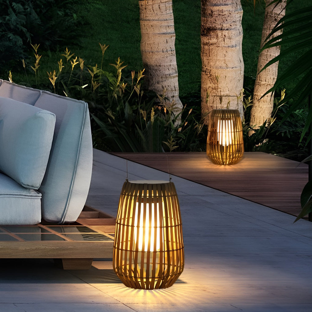 Rattan Portable Lantern Shaped LED Waterproof Solar Exterior Lights - Outdoor Light, Outdoor Wall Light, detail 2