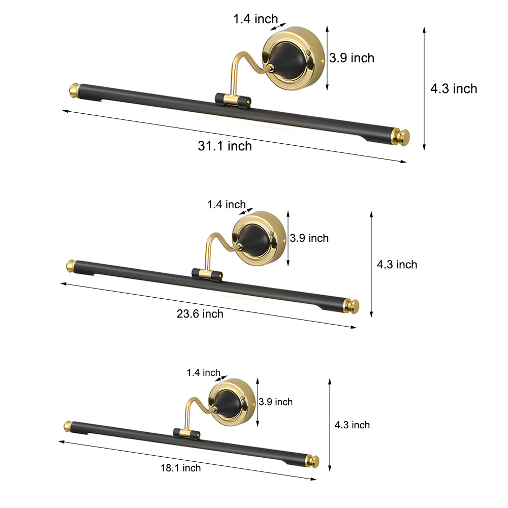 Gold and Black Rotatable Linear Vintage Vanity Light