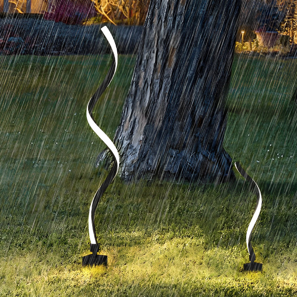Creative Twisted Seaweed Shaped Waterproof LED Contemporary Solar Lawn, lighting fixture, detail angle 3, Tianguang Select