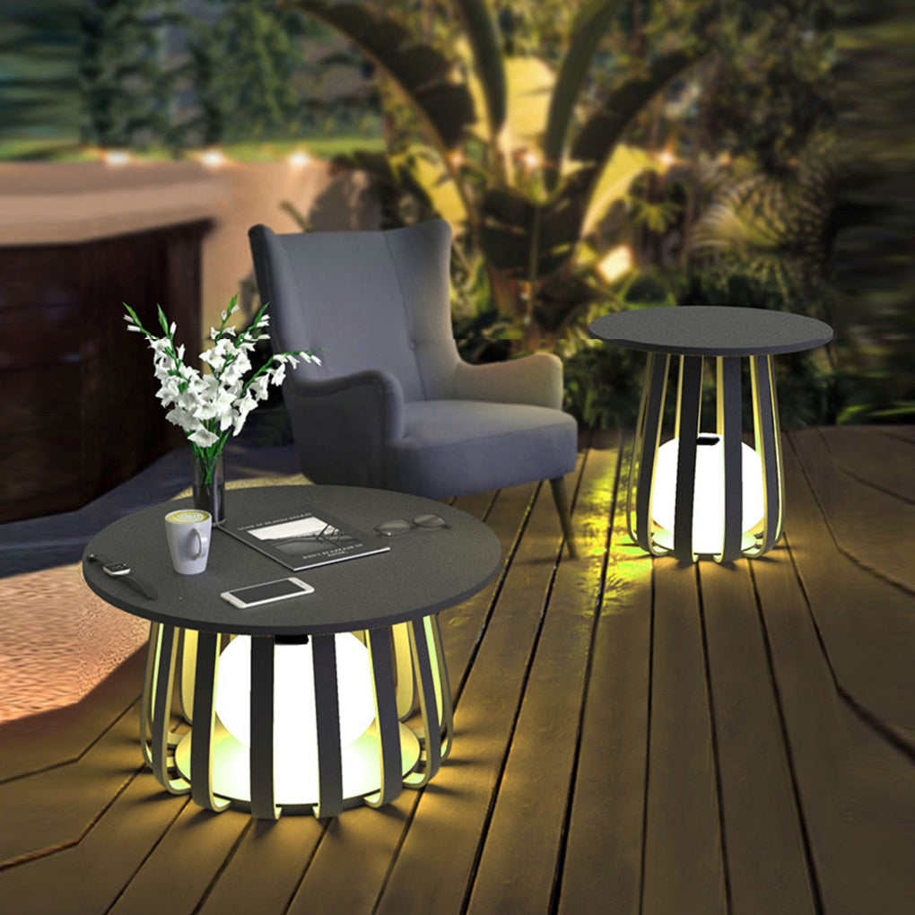 Round Waterproof RGB Iron Small Coffee Table Floor Lamp