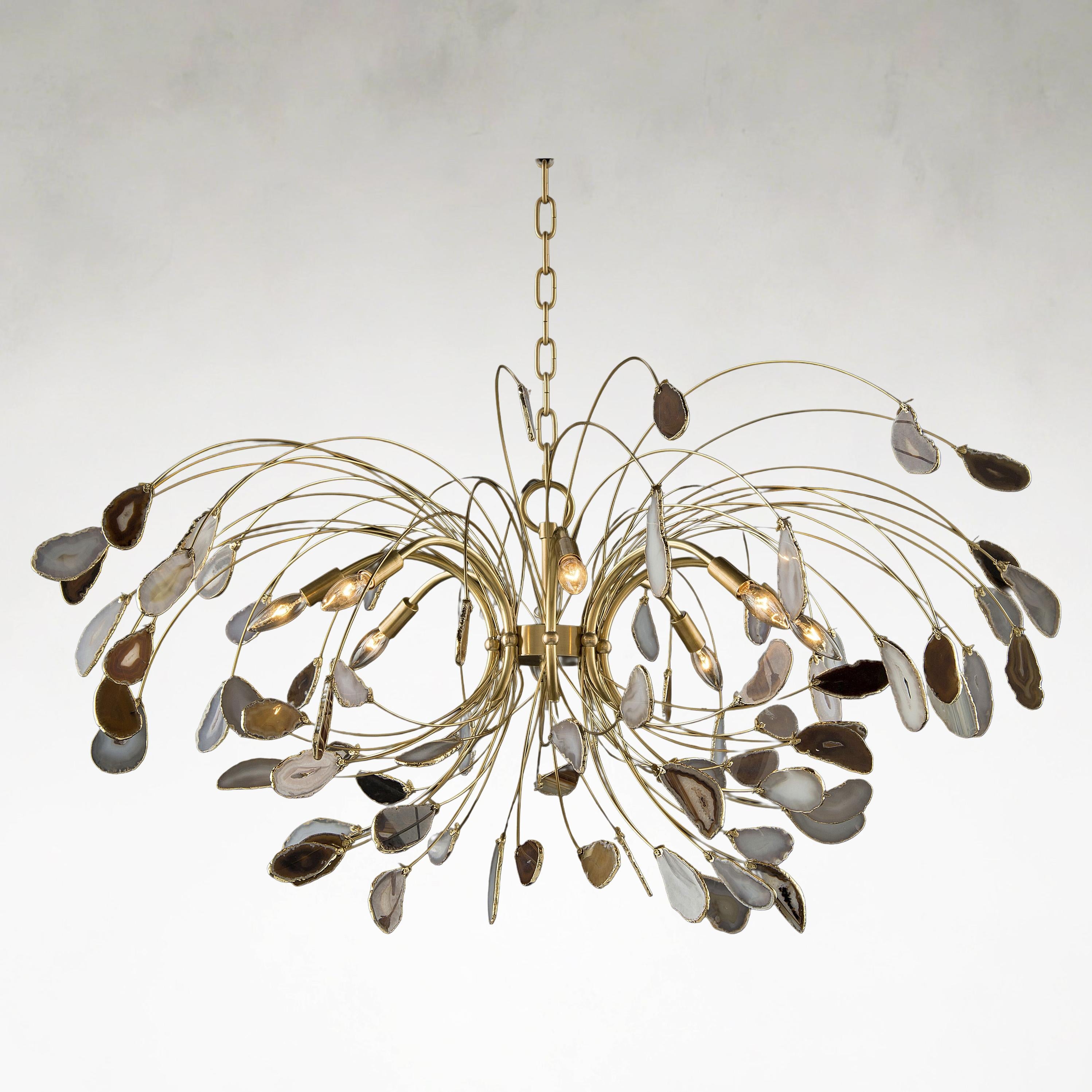 Leeya 8-Light Agate and Brass Chandelier Ceiling Fi x ture