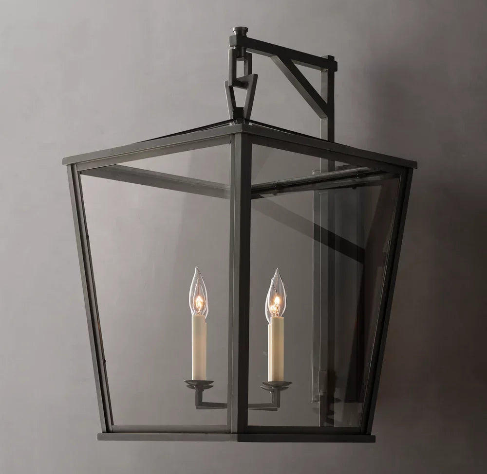 19th C. English Openwork Exterior Sconce 28", Outdoor Wall Light, Dimensions Overall: 17"