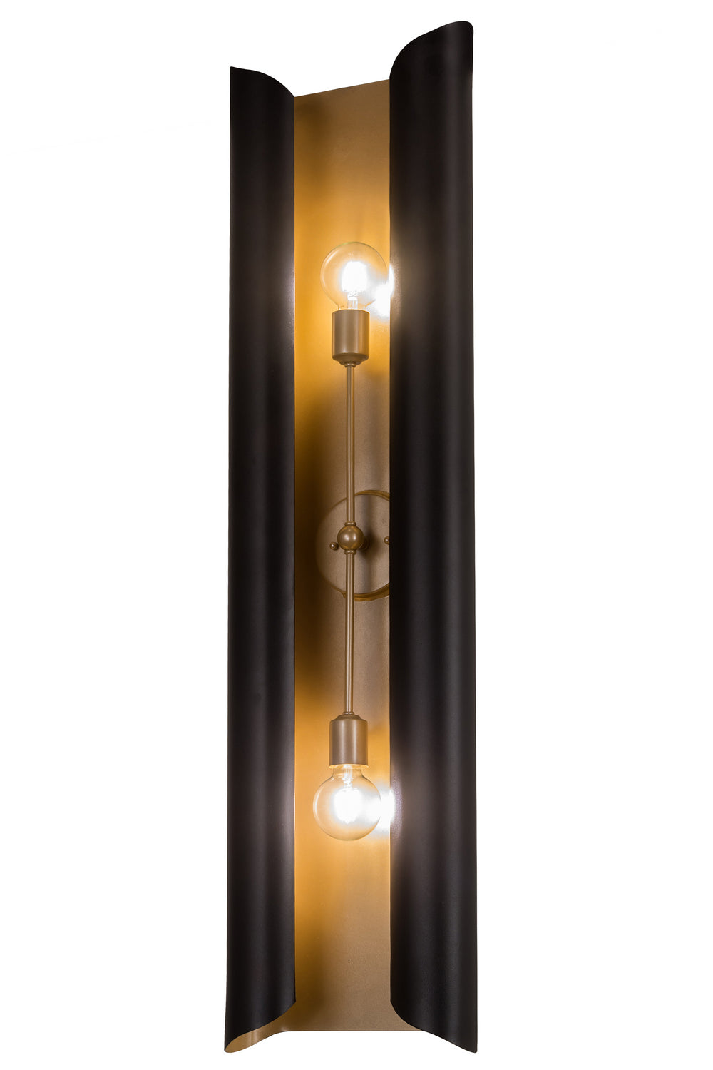 Beaumont Alva 2-Light 48.00" Textured Black/Champagne Metallic LED Wall Sconce front view