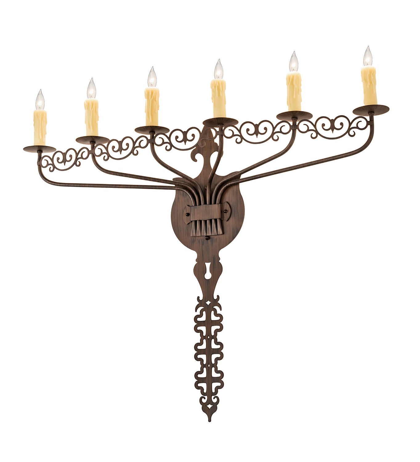 Almonte 6-Light 30.00" Classic Rust LED Wall Sconce front view