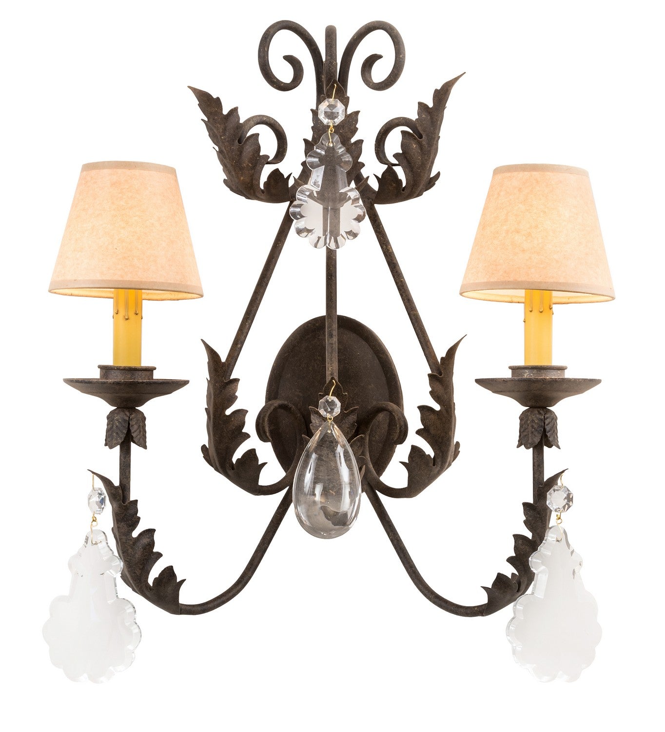 French Elegance 2-Light 22.00" Brass Tint LED Wall Sconce detail view 3