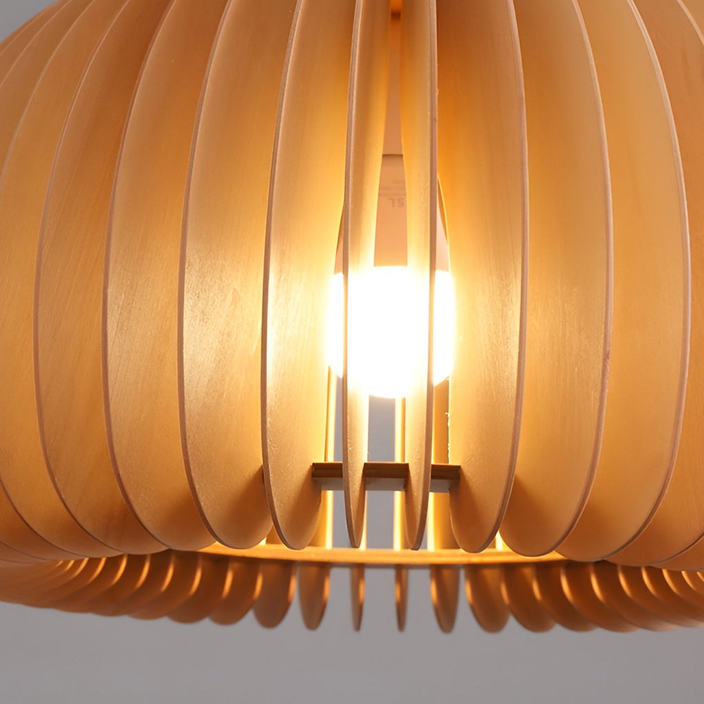 Wood Pumpkin-Shaped Retro Nordic Chandelier