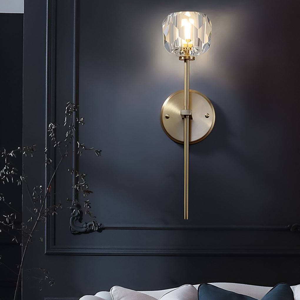 Ball-shaped LED Crystal Gold Postmodern Plug in Sconce Lighting Wall Light - 18" Copper, Plug-In Wall Sconce, detail 6