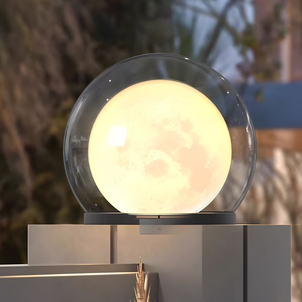 Solar Bubble Lunar Post Light Waterproof Globe Outdoor