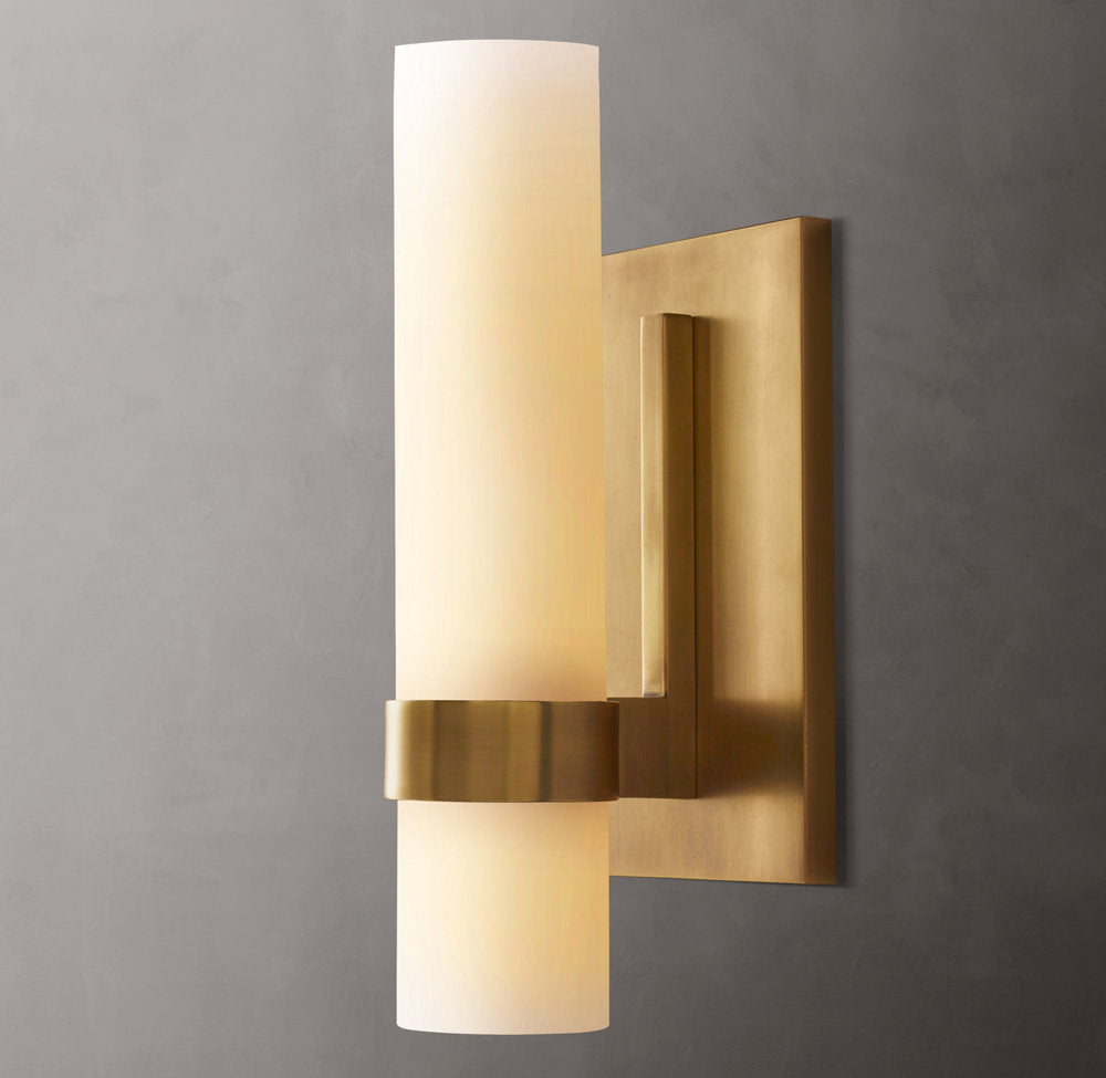 Ravelle Milk Glass Wall Light, Bathroom Wall Sconce, 5"D x 12"H