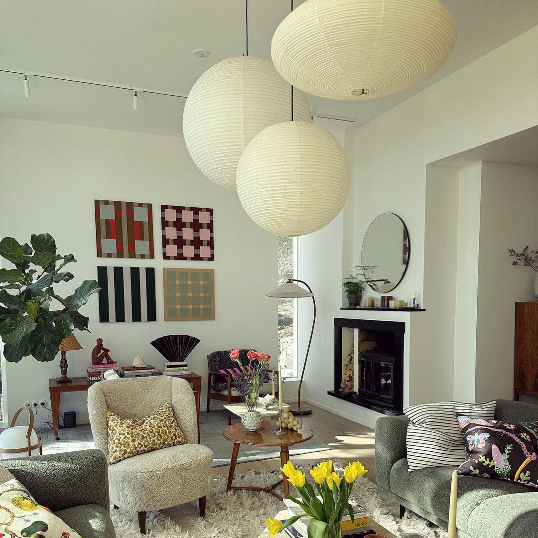Washi Paper Round Series Ceiling Light