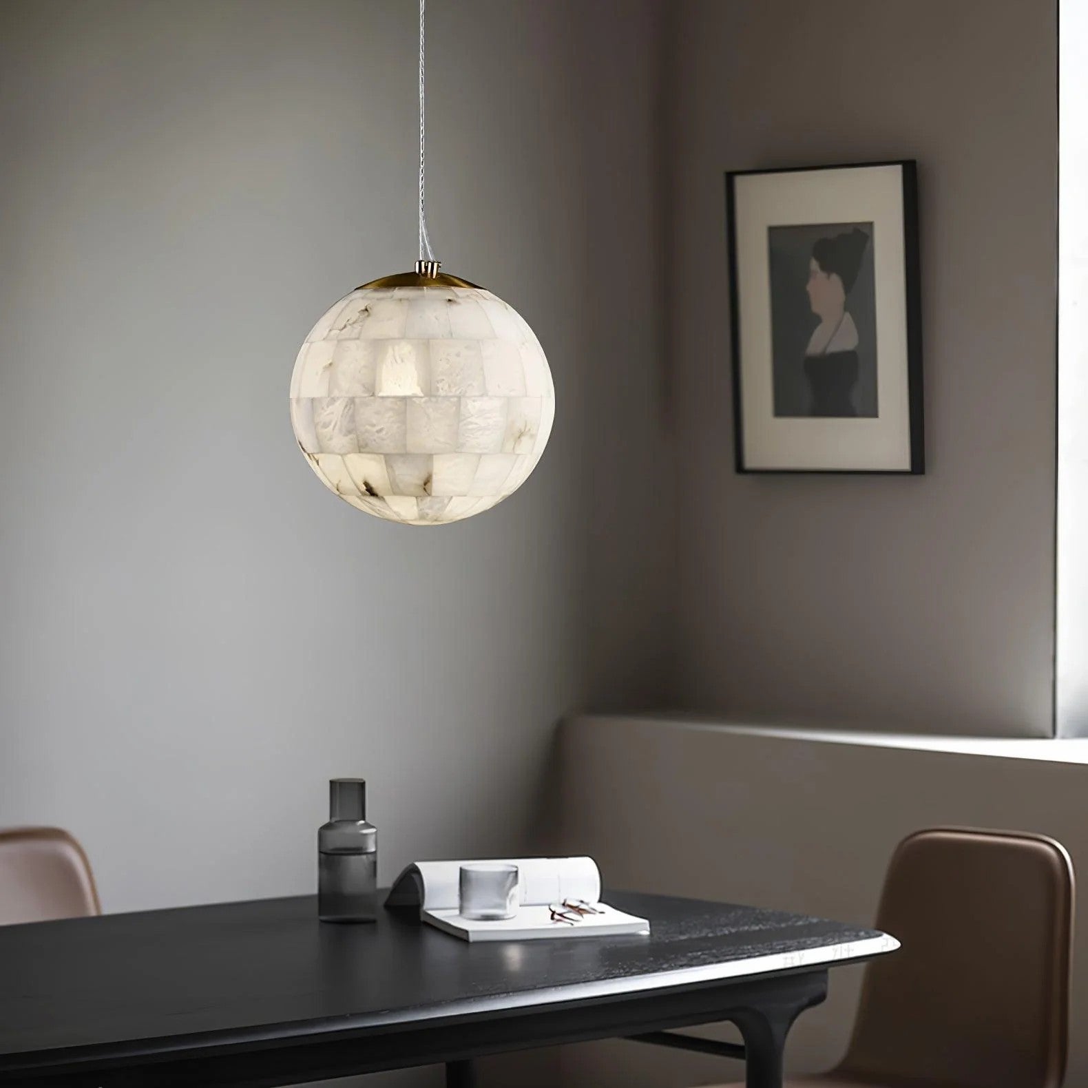 Alabaster Ball Pendant Light 11