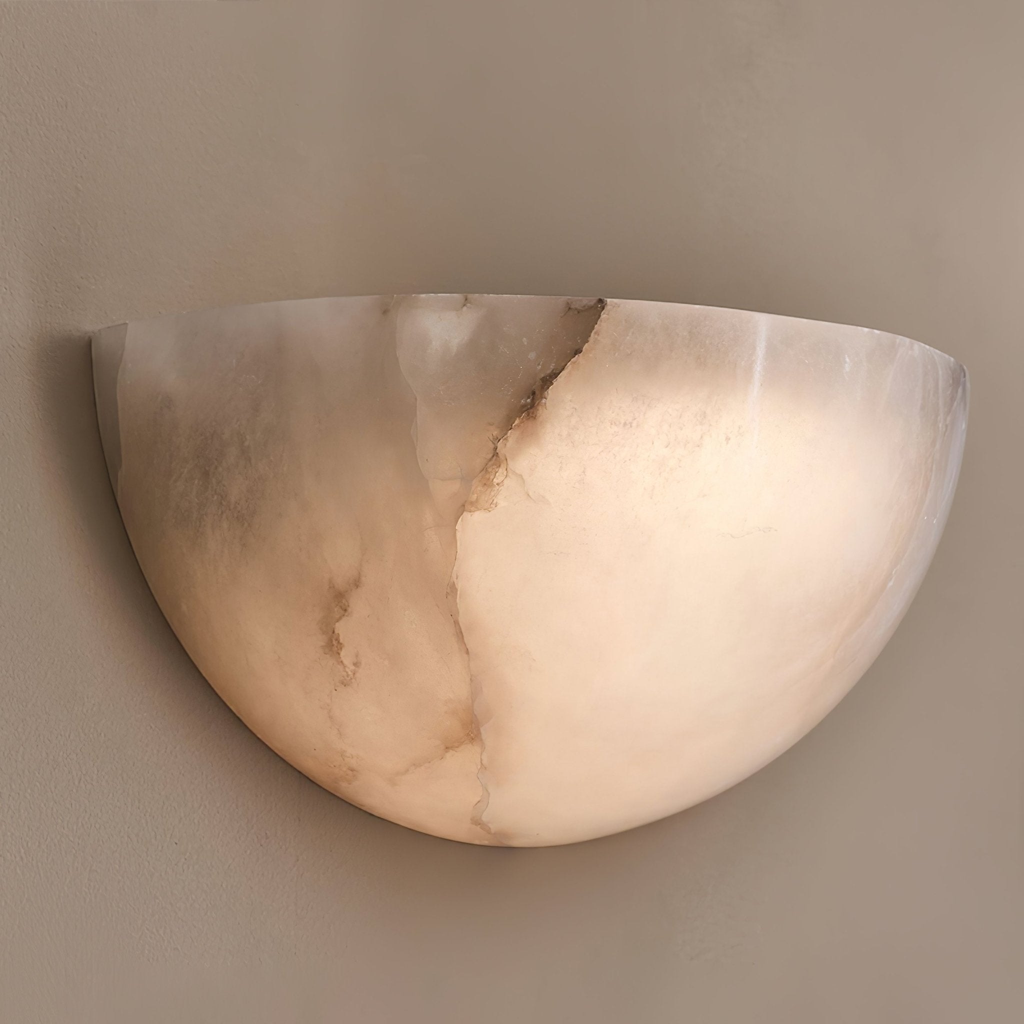 Alabaster Half-Moon Wall Light, Hardwired Wall Sconce, detail 4