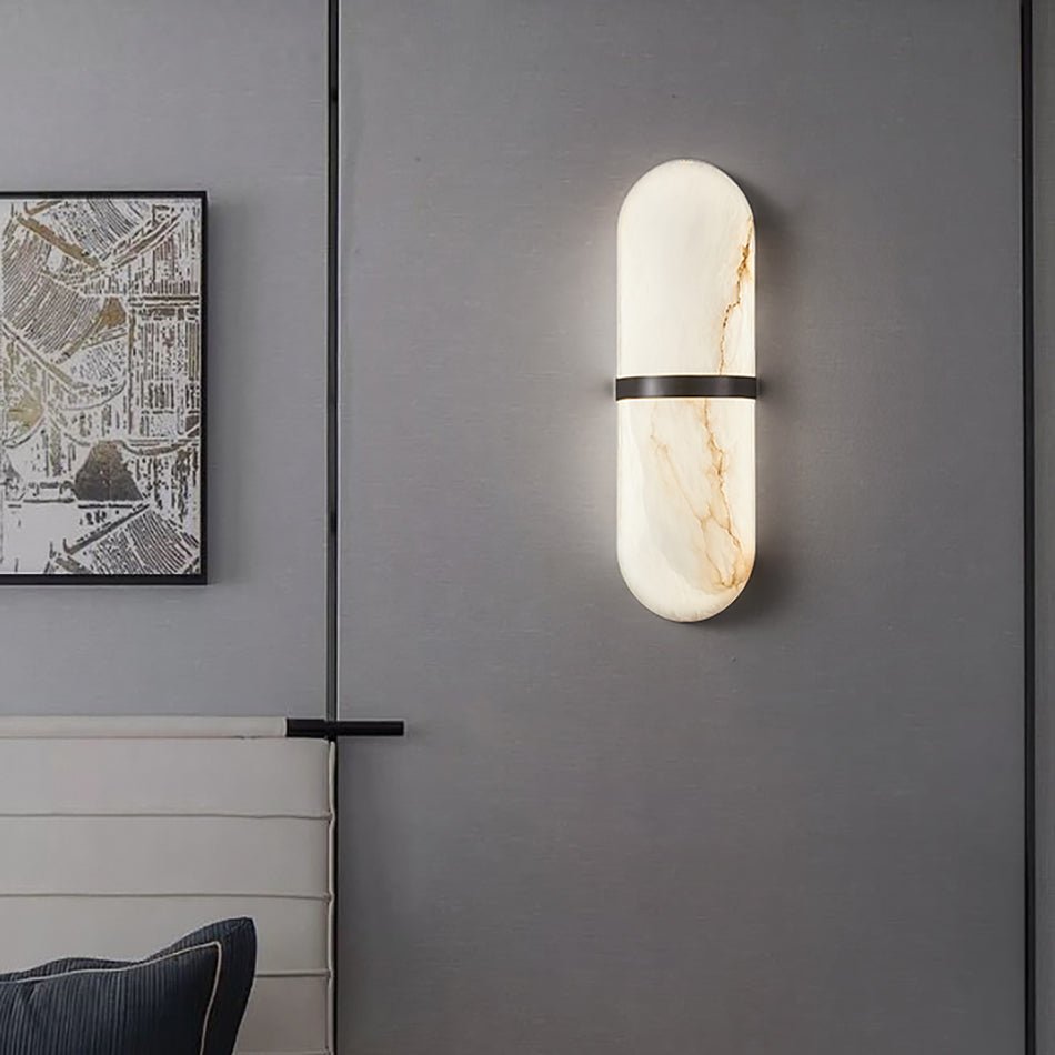 Alabaster Pill Wall Light, Hardwired Wall Sconce, detail 17