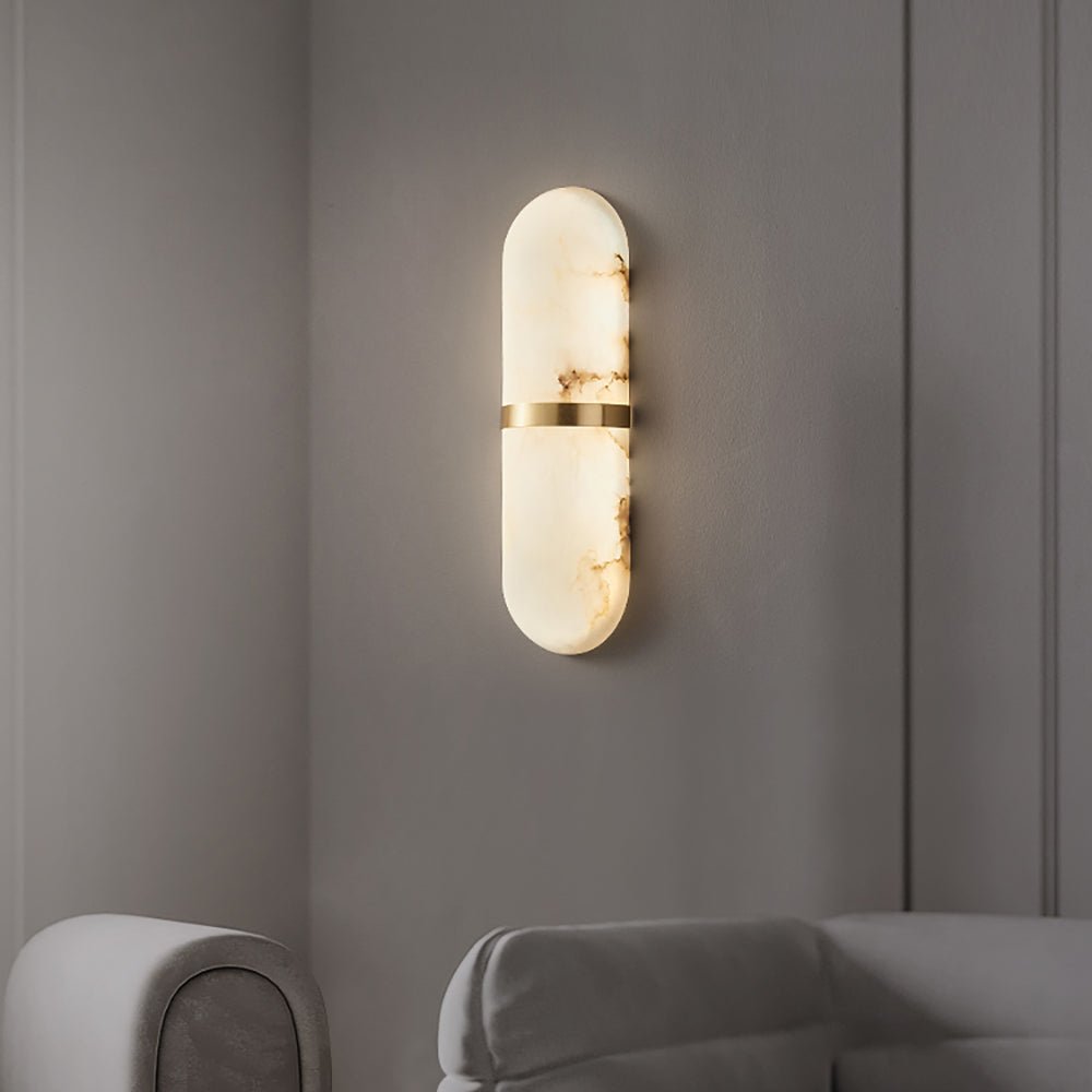 Alabaster Pill Wall Light, Hardwired Wall Sconce, detail 8