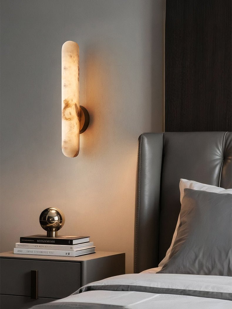 Alabaster Rod Wall Light, Hardwired Wall Sconce, detail 10