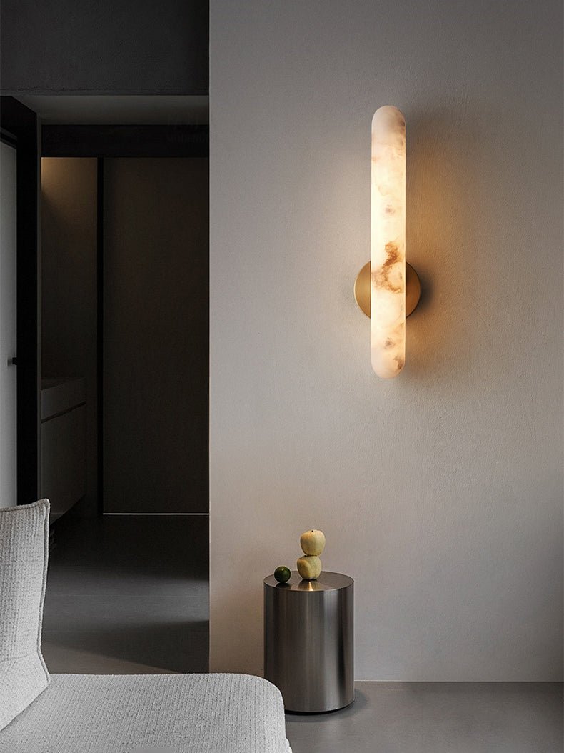 Alabaster Rod Wall Light, Hardwired Wall Sconce, detail 3