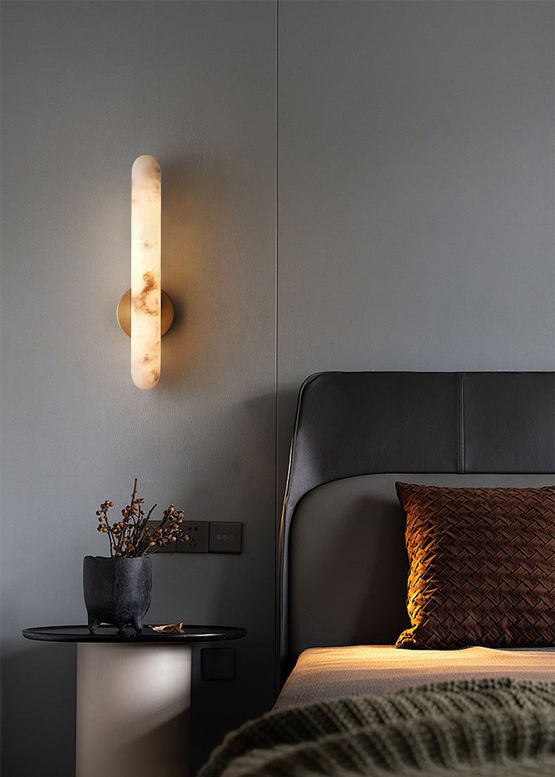 Alabaster Rod Wall Light, Hardwired Wall Sconce, detail 4